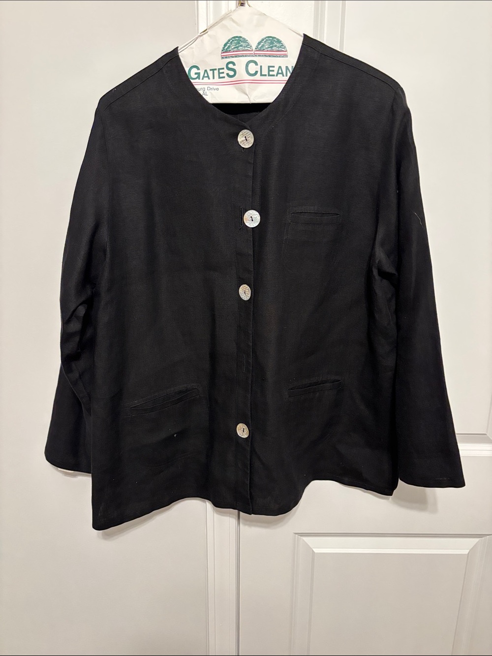 Classic Black Women's Button-Front Jacket/Tunic Linen